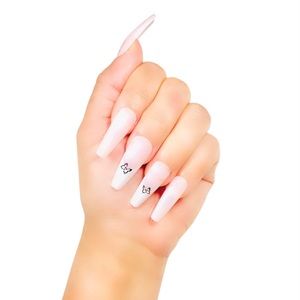 Long coffe white butterfly nails.